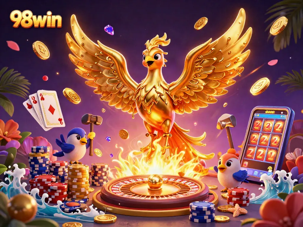 Win big with 98win's dynamic casino action featuring golden phoenix and exciting gaming elements